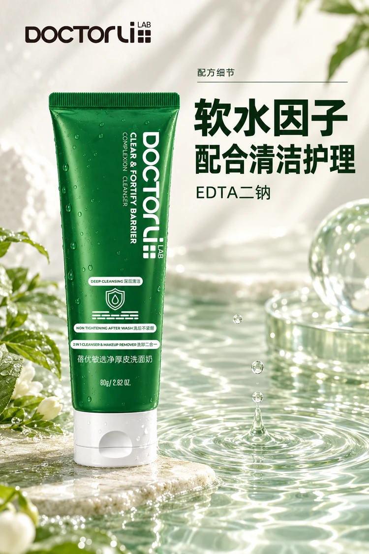 BEIYOUMIN Clear & Fortify Cleanser — Disodium EDTA is the ingredient referred to as the water-conditioning factor.
